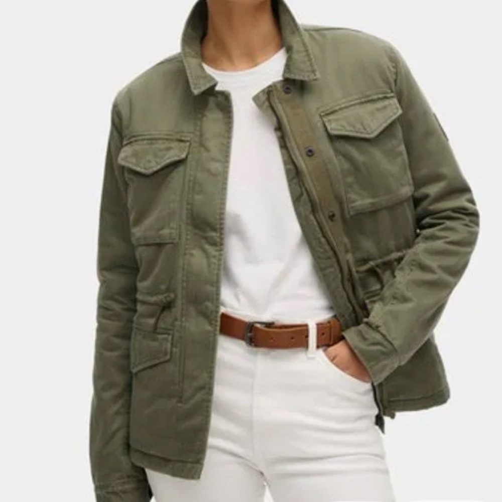 Topshop Green Military Safari 100% Cotton 4 Pocket Button Down Jacket Size 4